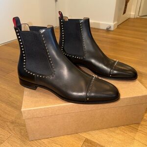 BRAND NEW Christian Louboutin Men’s Black Leather Studded Chelsea Boots
